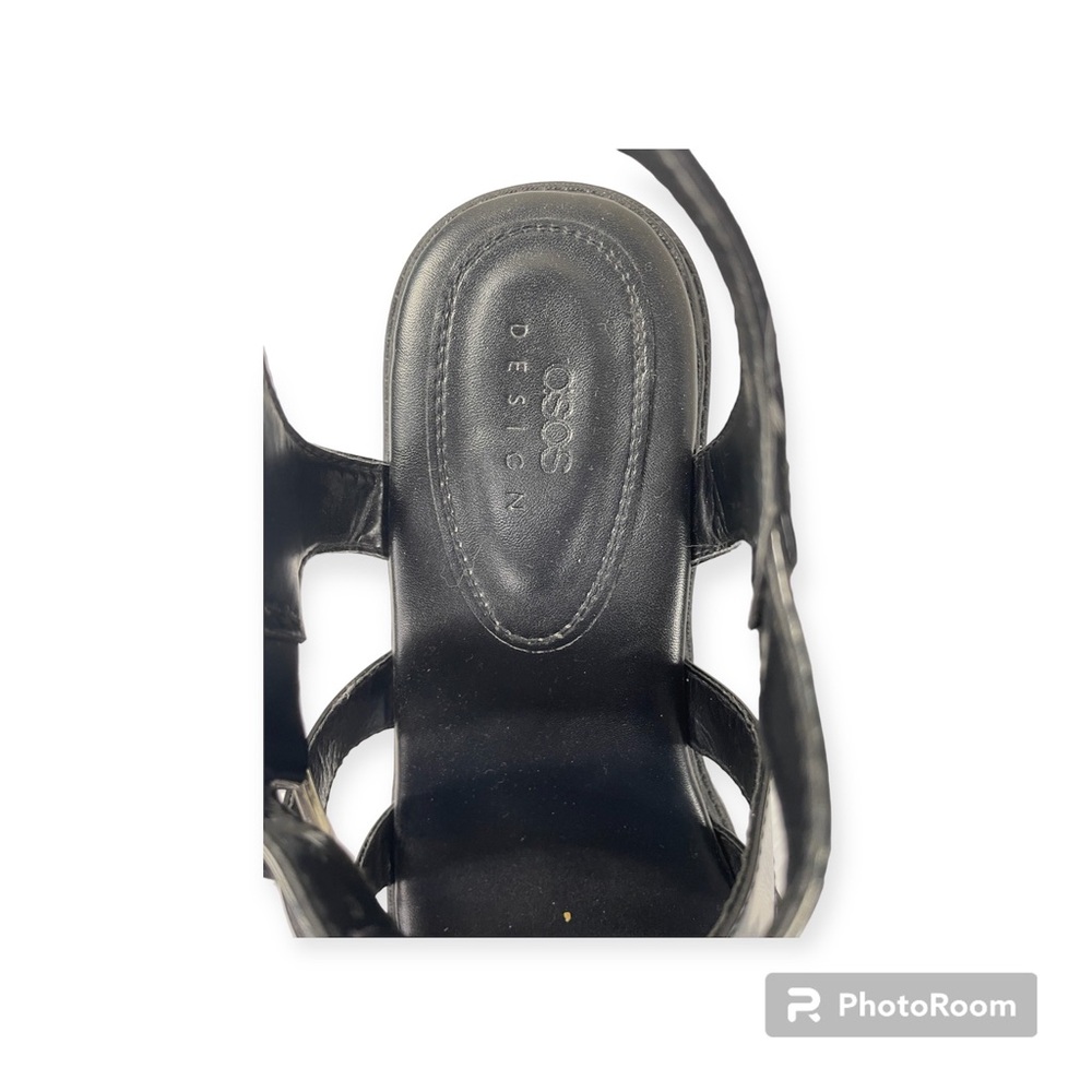ASOS Hollis Huarache Y2K Chunky Fisherman Mid Heeled Strappy Sandals Black W9 - Picture 4 of 7